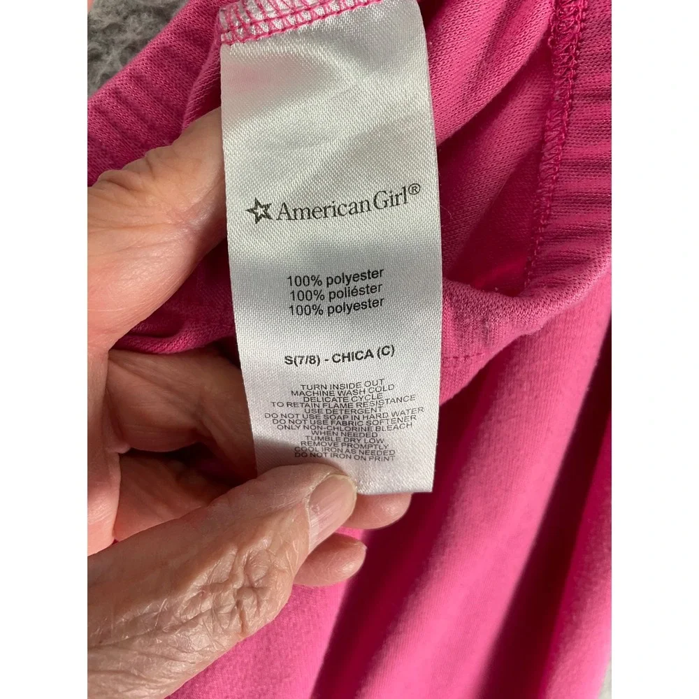 American Girl Pajama Pants Kids Size 7/8 Pink Good Flower Graphic Wide Leg
